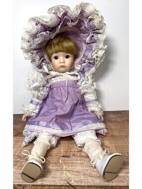 VTg Bradley's Porcelain Doll In Lavender Dress With Lace Details Plays Music